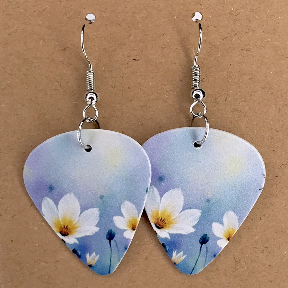 Floral Custom Guitar Pick Earrings fashion jewelry - Picture 4 of 4